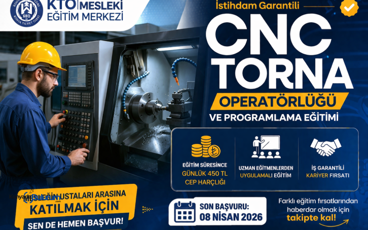 Konya’da İstihdam Garantili CNC Torna Eğitimi Başlıyor: Günlük 450 TL Destek Fırsatı
